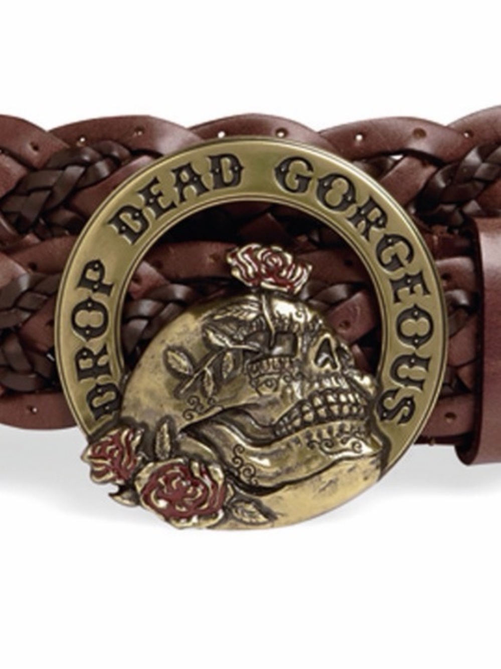 Rare • Harley-Davidson Drop Dead Gorgeous • Braided Leather Skull Belt • L